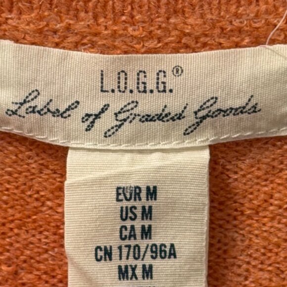 L.O.G.G By H&M Oversized Soft V-Neck Wool Blend Sweater Sz M  Orange - Picture 2 of 12